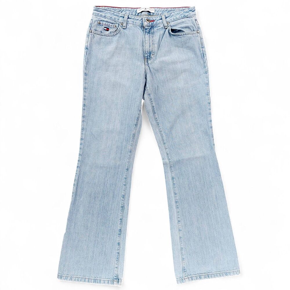 Vintage Tommy Hilfiger Jeans Womens 6 Light Wash Low Rise Hipster Flare 00s